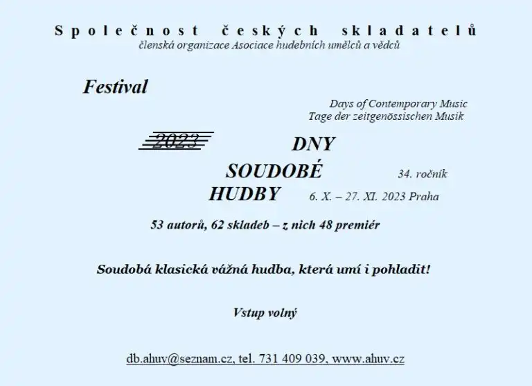 Dny soudobé hudby: nové skladby Vlastimila Pešky, Pravoslava Kohouta, Afrodity Katmeridu a&nbsp;Jana Fily