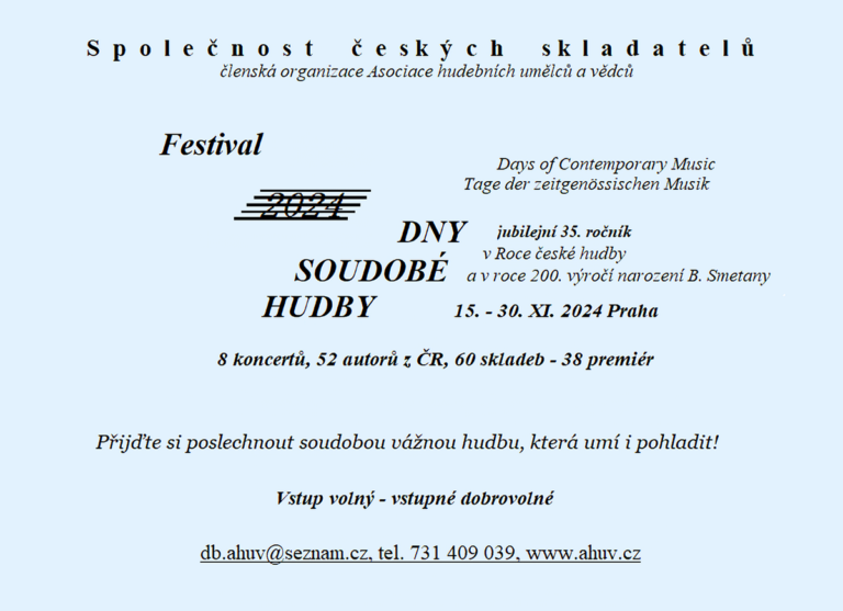 Dny soudobé hudby 2024: nové skladby Michaely Augustinové, Romany Schuldové a&nbsp;Václava Benjamina Špírala