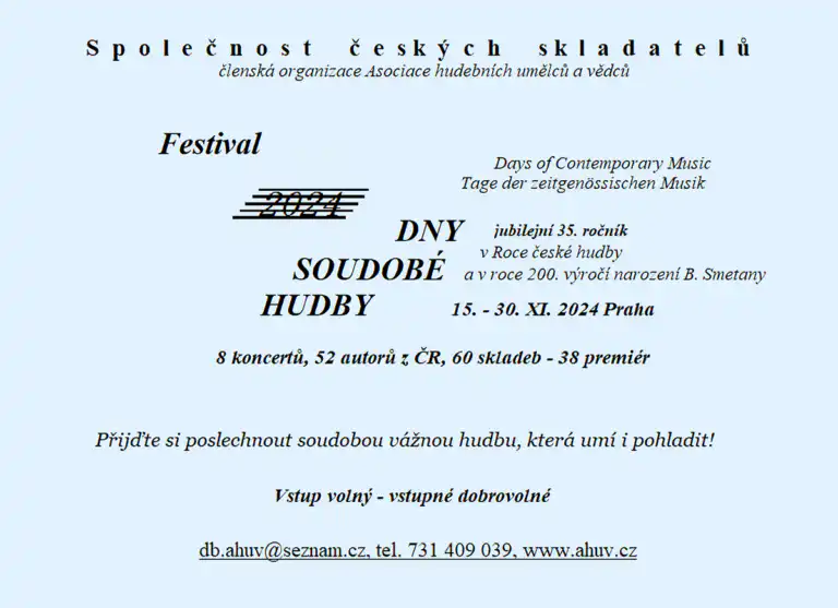 Dny soudobé hudby 2024: nové skladby Michaely Augustinové, Romany Schuldové a&nbsp;Václava Benjamina Špírala